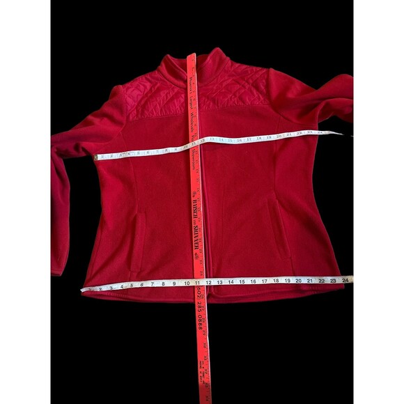 Croft & Barrow Red Fleece Zip Up Jacket - Picture 4 of 6